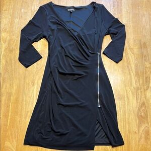 Express Black Sheath Dress V-Neck Ruched